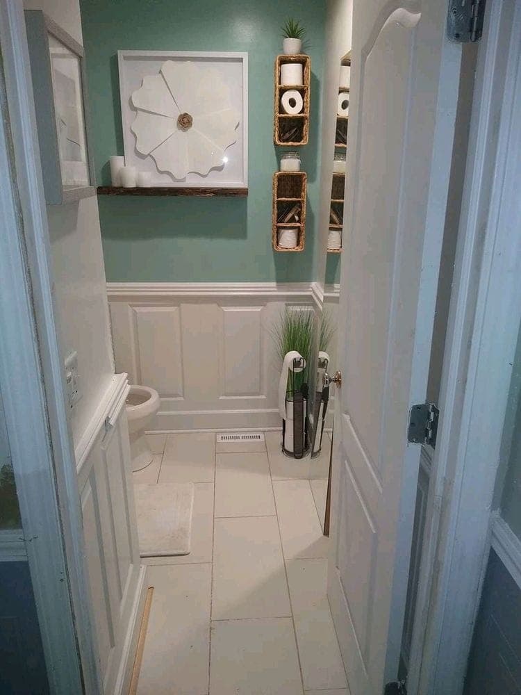 Powder room with wainscoting