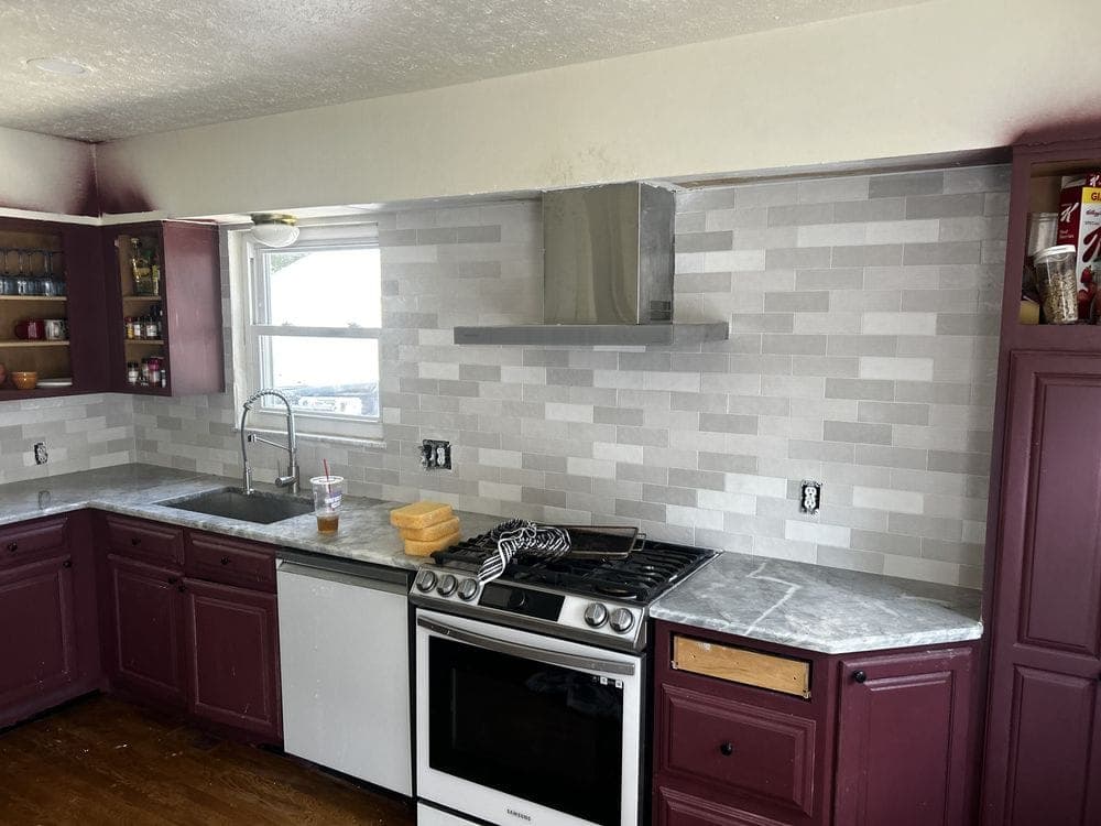 Kitchen backsplash tile install